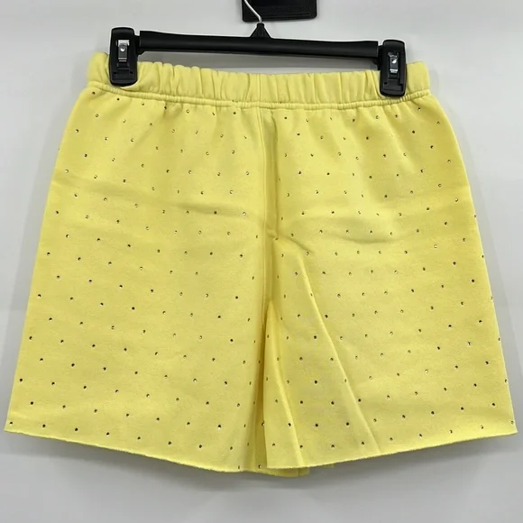 🆕Generation Love Aria Crystal Lemon Yellow Terry Shorts Choose Love New York - Picture 5 of 8
